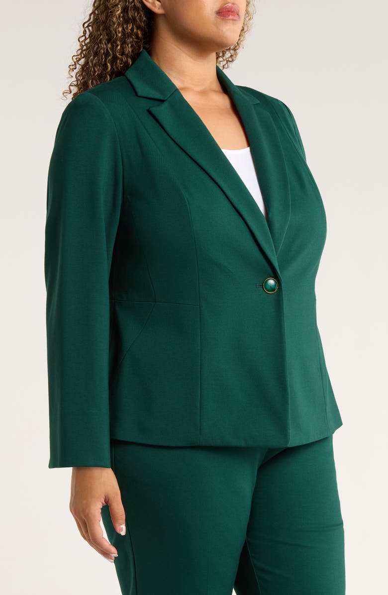 KASPER One-Button Seamed Waist Blazer, Alternate, color, Evergreen