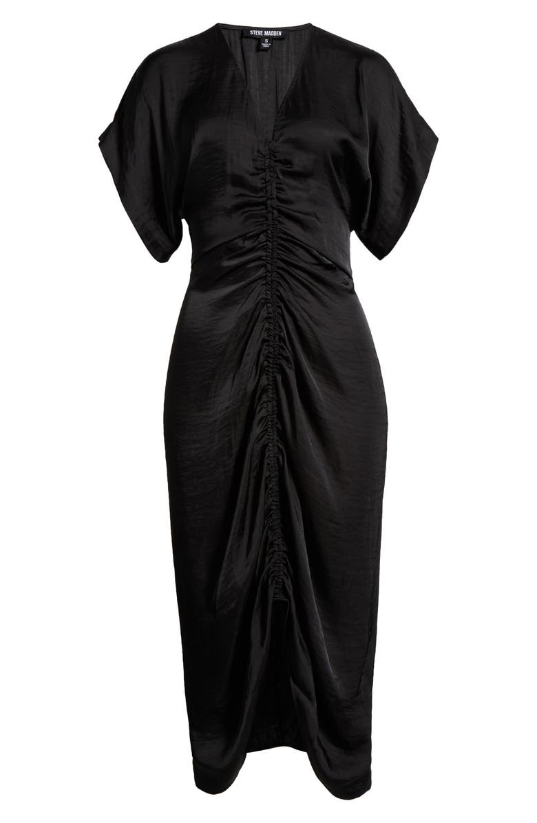 Steve Madden Aimee Ruched Front Midi Dress, Alternate, color, 