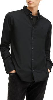 AllSaints Hawthorne Solid Stretch Cotton Button-Up Shirt