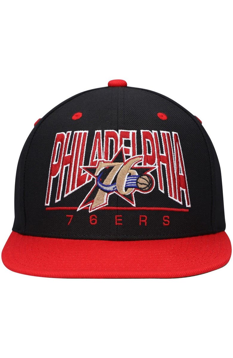 Mitchell & Ness Men's Mitchell & Ness Black Philadelphia 76ers Hardwood Classics City Arch Snapback Hat, Alternate, color, 