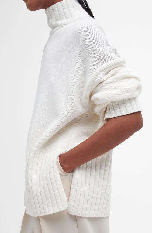 Barbour Serena Cotton & Wool Blend Turtleneck Sweater In Cloud White