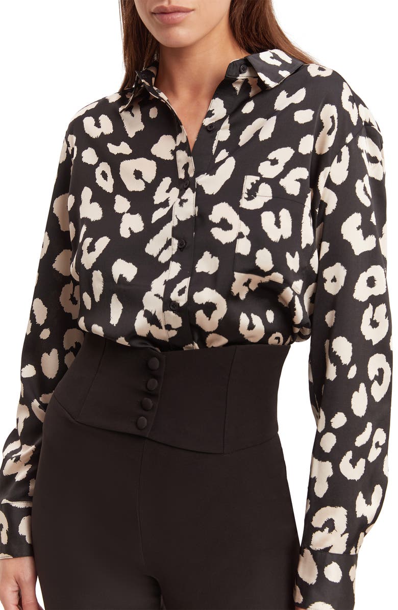 Bardot Corset High Waist Ankle Pants, Alternate, color, Black