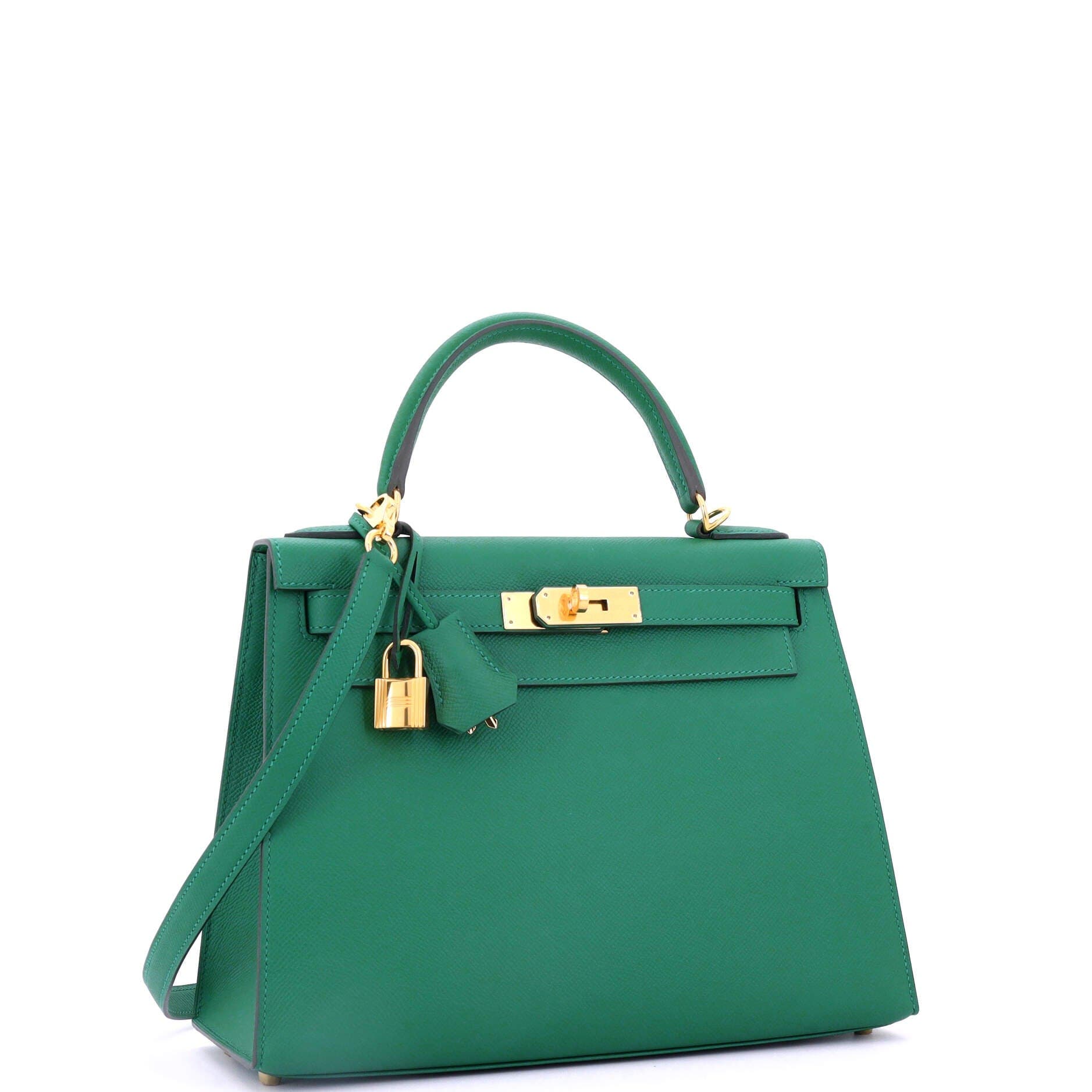 Pre-Owned Hermes Kelly Handbag Green Epsom with Gold Hardware 28, Alternate, color, 
