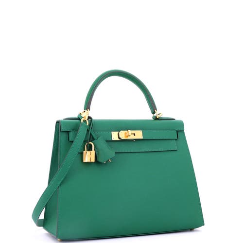 Pre-owned Hermes Hermes Kelly Handbag Green Epsom With Gold Hardware 28 In Green