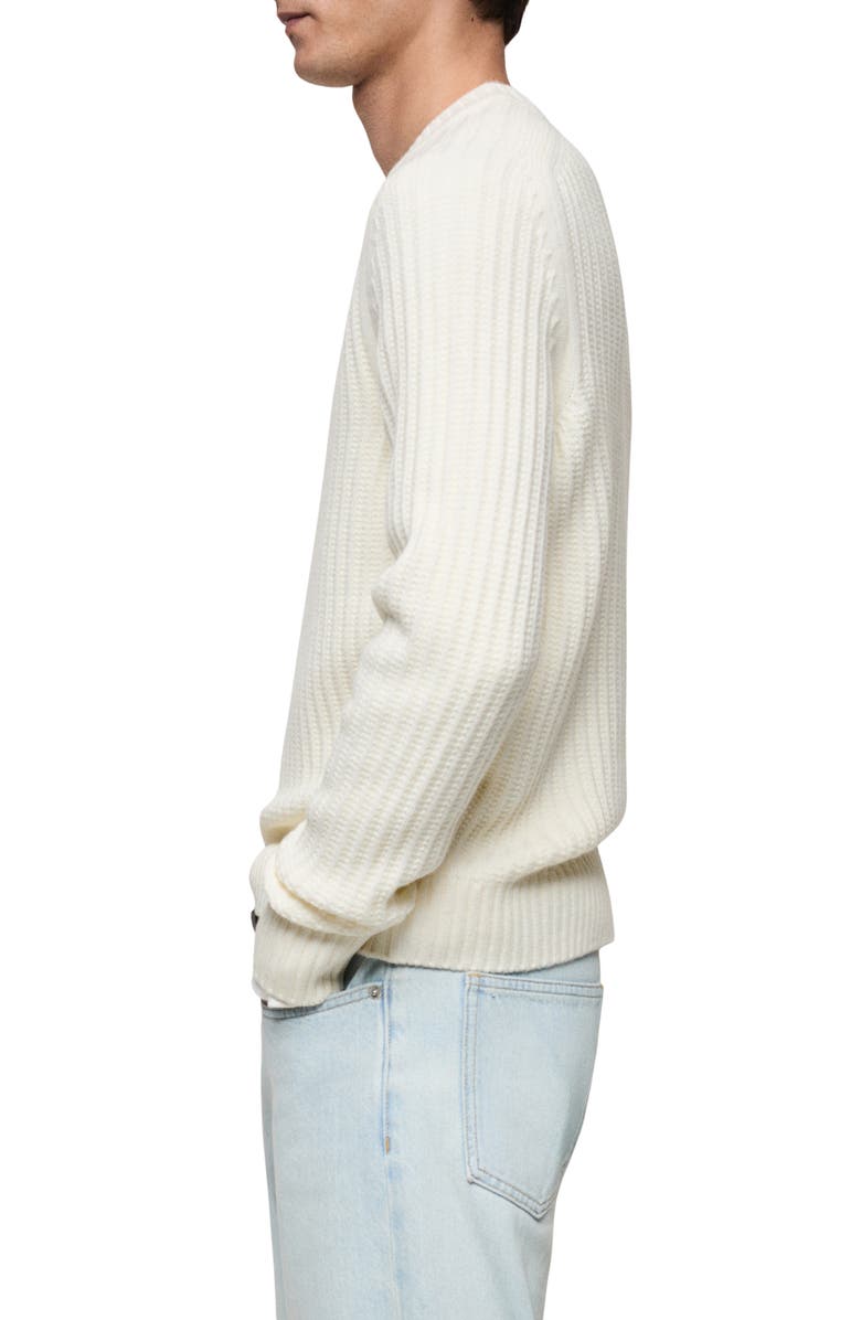 MANGO Crewneck Rib Sweater, Alternate, color, Off White