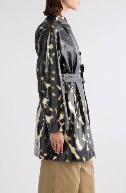 Dries Van Noten Belted Printed Coated Cotton-canvas Trench Coat In Black
