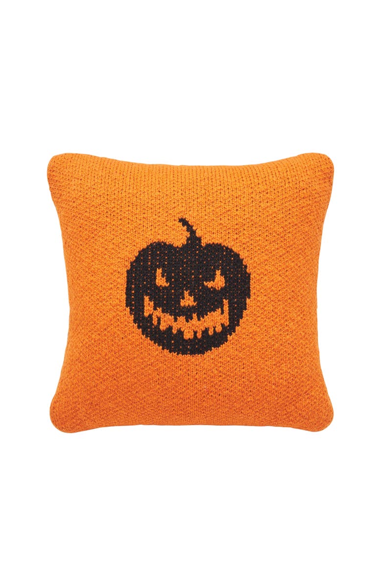 C&F Home Jack O' Lantern Cotton Knit Small 10" x 10" Autumn Fall Accent Pillow, Alternate, color, Black