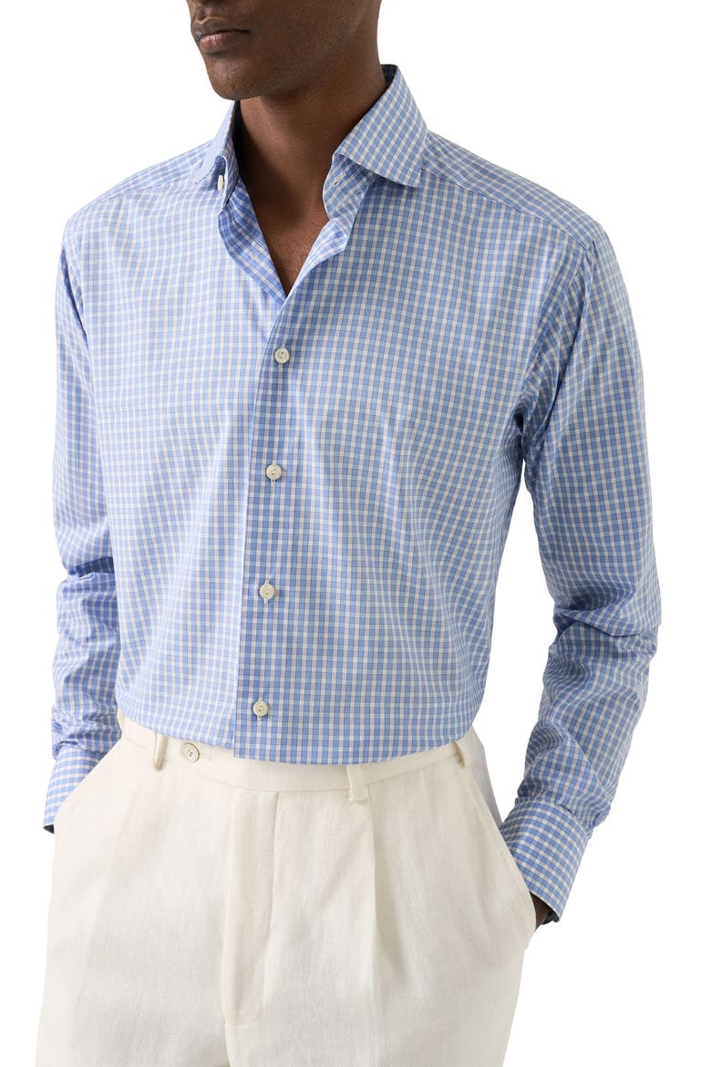 Slim Fit Check Dress Shirt, Main, color, MEDIUM BLUE