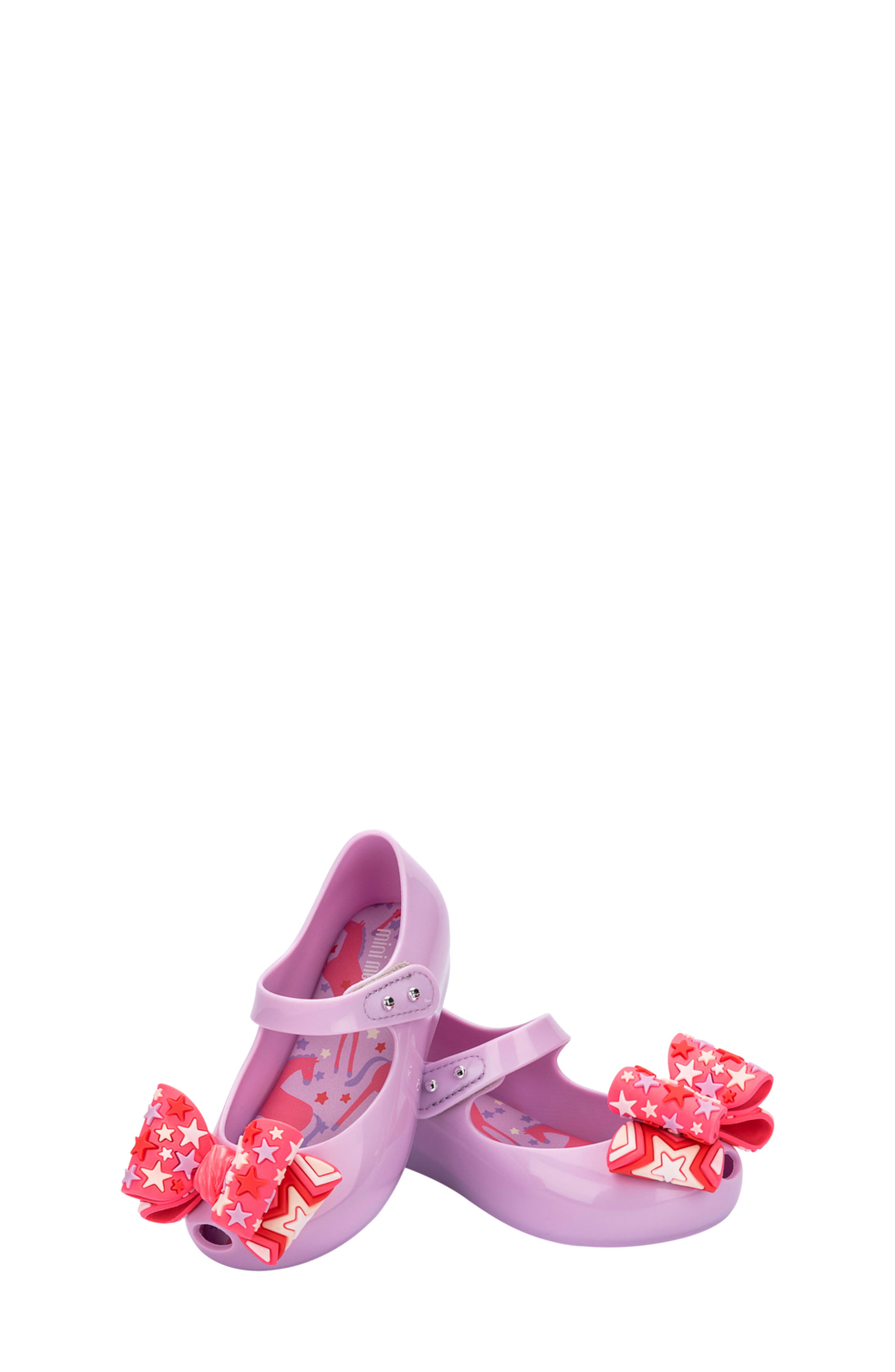 Mini Melissa Kids' Ultragirl Wonderland Mary Jane Flat, Alternate, color, Lilac/ Pink