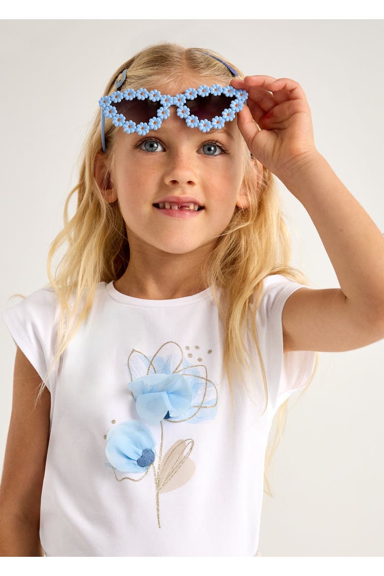 Floral Detail T-Shirt, Alternate, color, Ivory