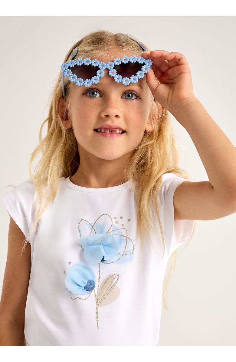 Mayoral Floral Detail T-Shirt, Alternate, color, Ivory