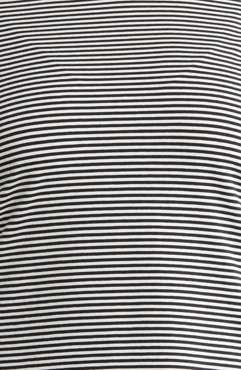 Jones New York Stripe Frill Sleeve Stretch Cotton Top, Alternate, color, Jones Black/ Natural White