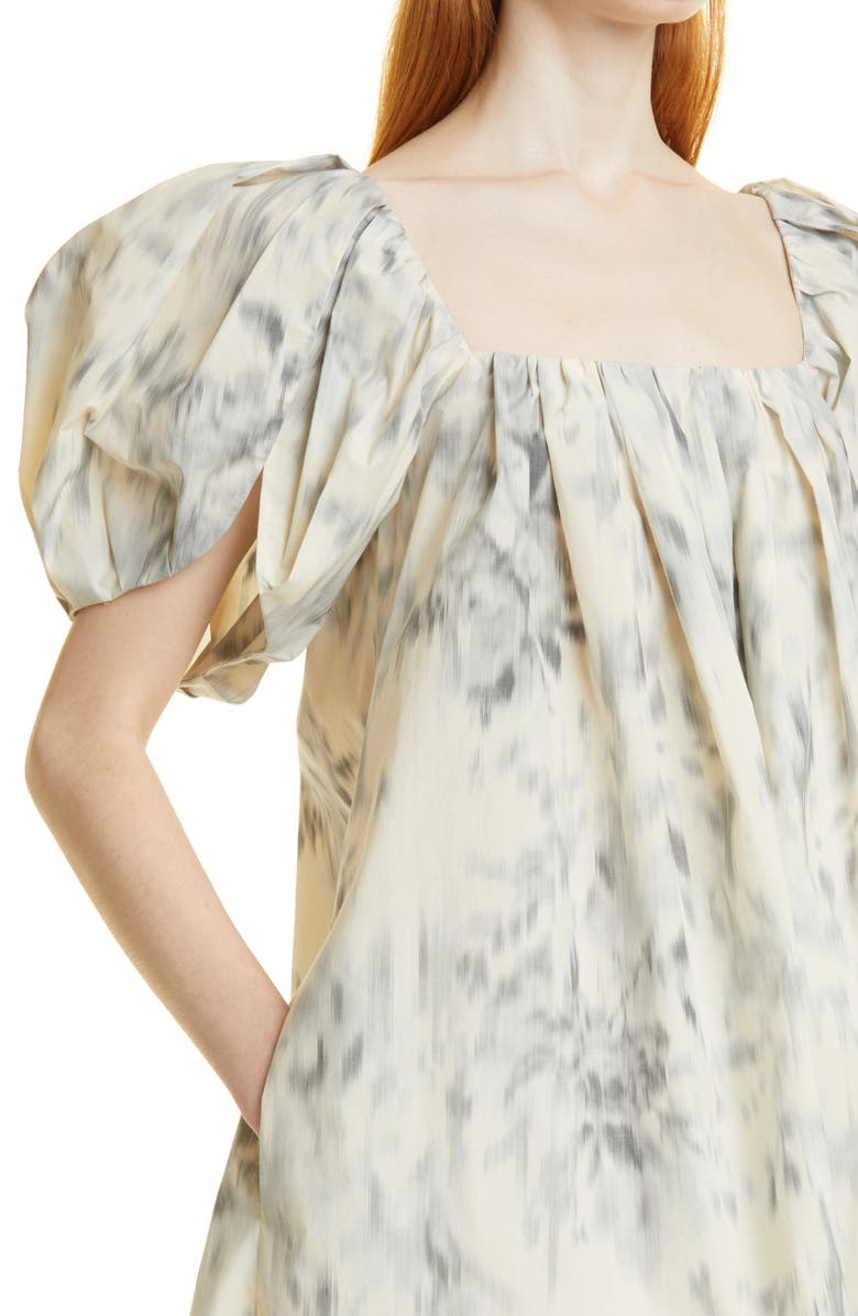 Rebecca Taylor Floral Babydoll Dress, Alternate, color, Silver Combo