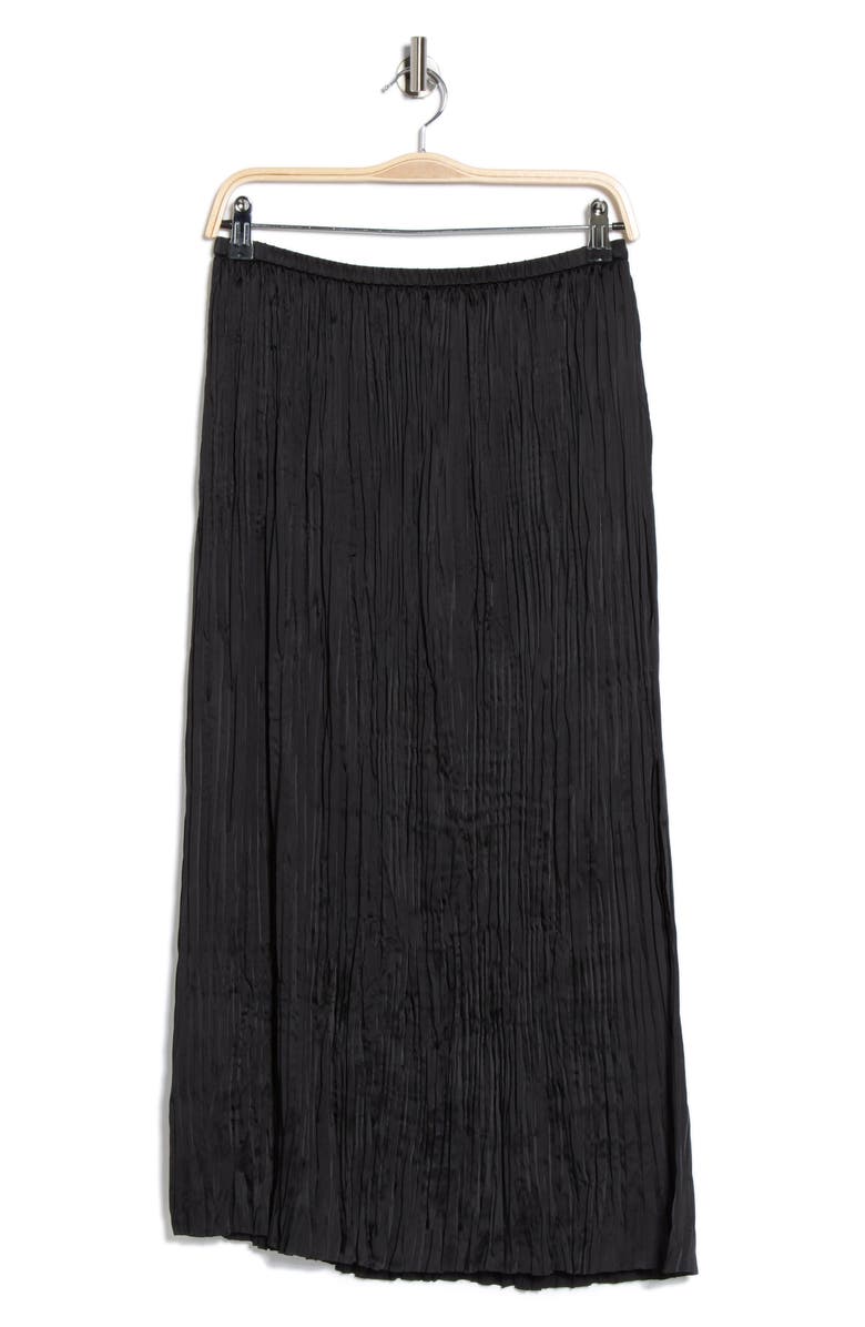 Vince Crushed Overlay Satin Midi Skirt, Alternate, color, Black