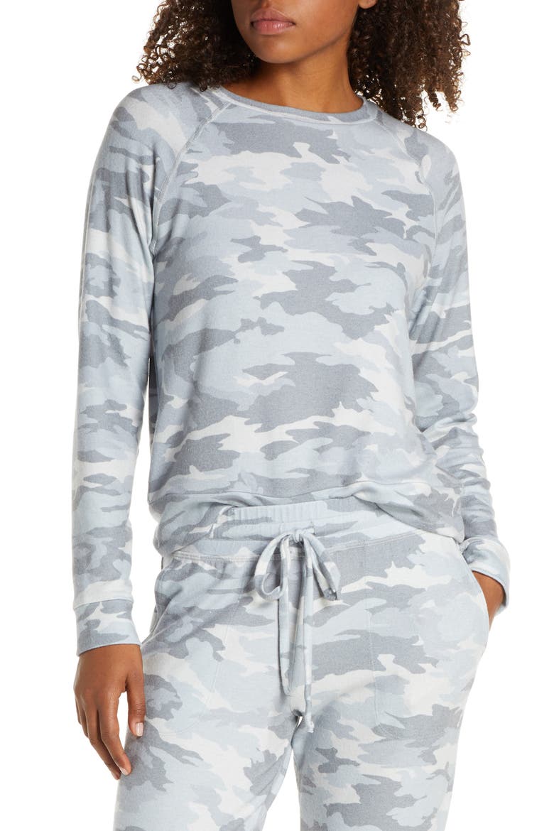 Hacci Raglan Pullover, Main, color, GRAY CAMO HEATHER