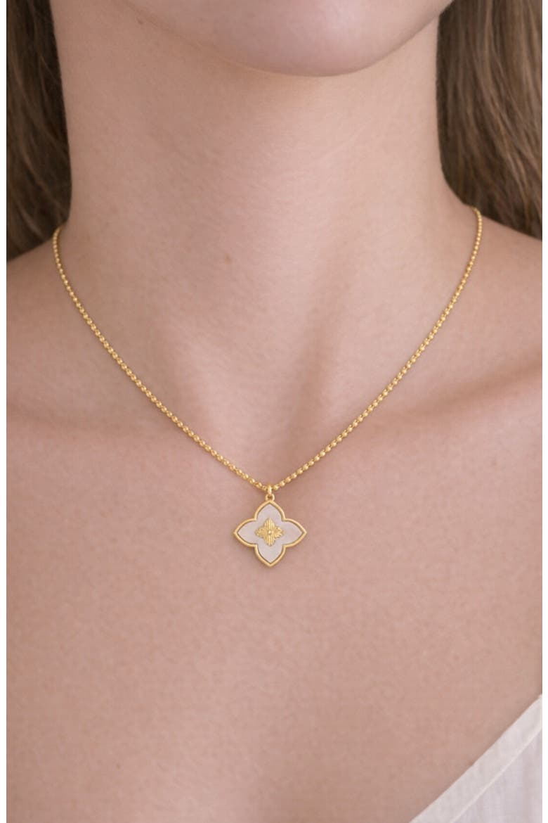 Ball Chain Clover Pendant Necklace, Alternate, color, GOLD