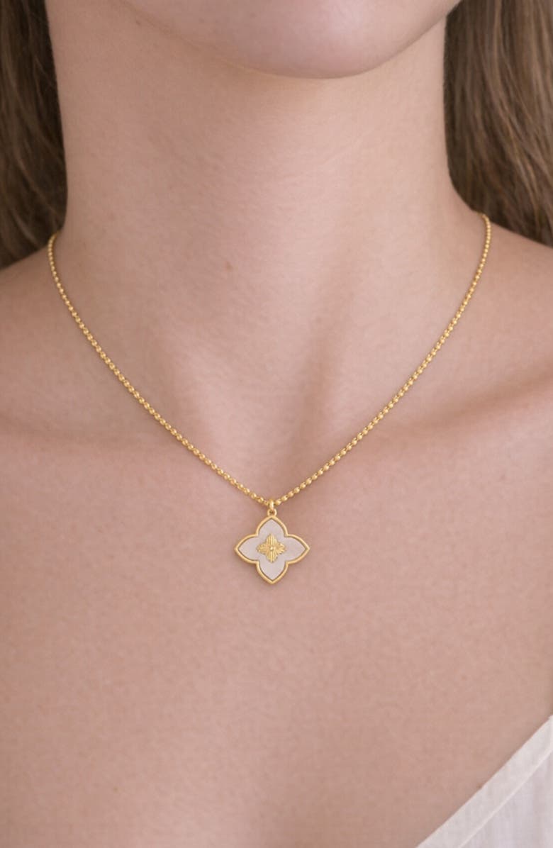 Argento Vivo Sterling Silver Ball Chain Clover Pendant Necklace, Alternate, color, Gold