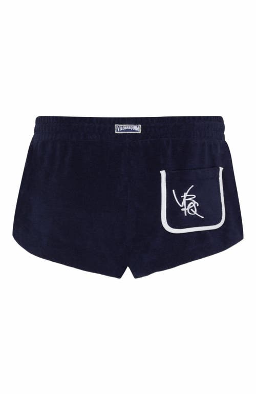 Shop Vilebrequin Vbq Line Terry Shorts In Bleu Marine