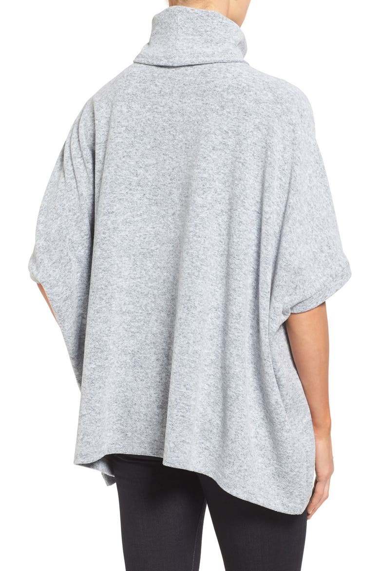 Cozy Knit Turtleneck Poncho, Alternate, color, GREY MARL PATTERN
