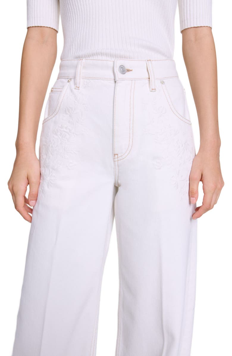 maje Embroidered high-waisted jeans, Alternate, color,