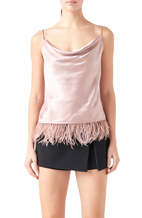 Feather Hem Satin Camisole