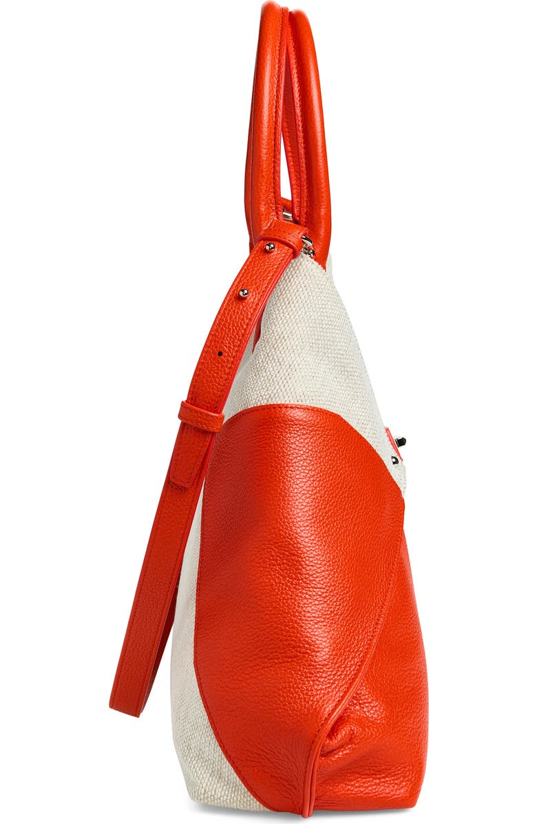 Akris Medium AI Canvas & Leather Convertible Shoulder Tote, Alternate, color, Orange/Ivory