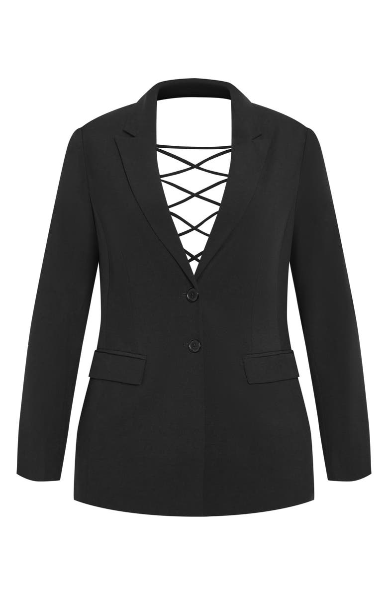 City Chic Jazmin Lace-Up Open Back Jacket, Alternate, color, 