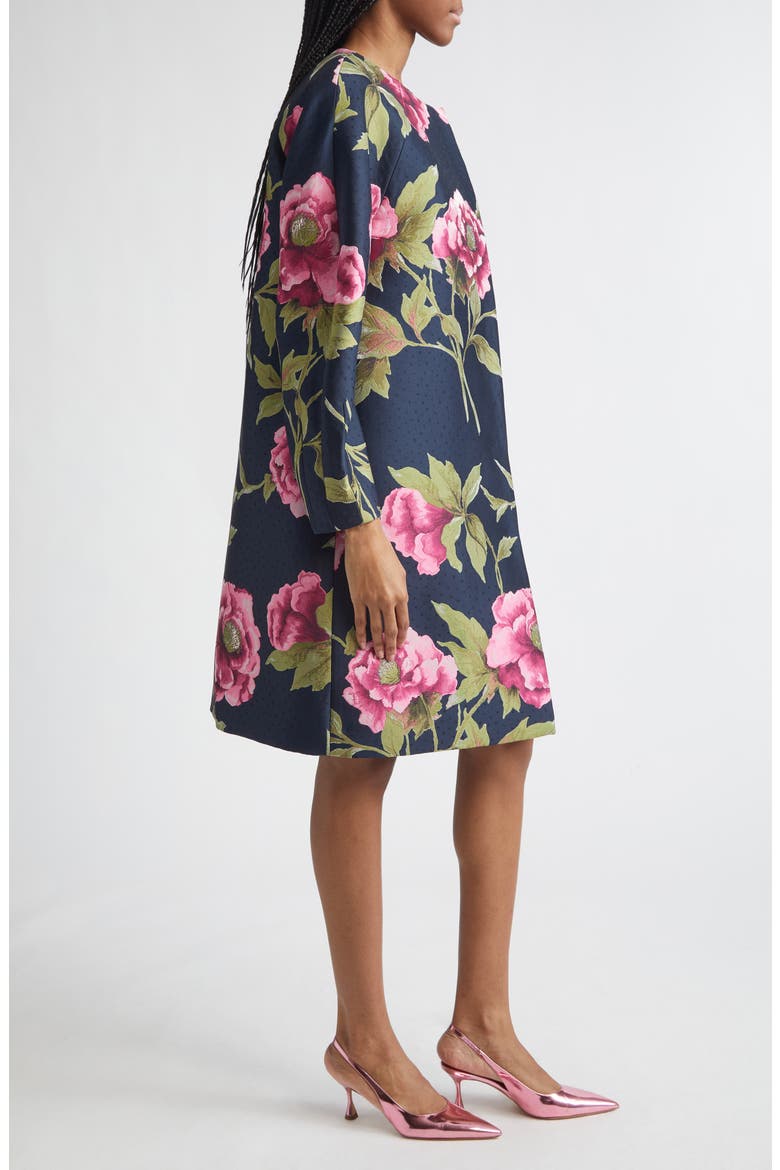 Peony Jacquard Cocoon Coat, Alternate, color, MIDNIGHT MULTI