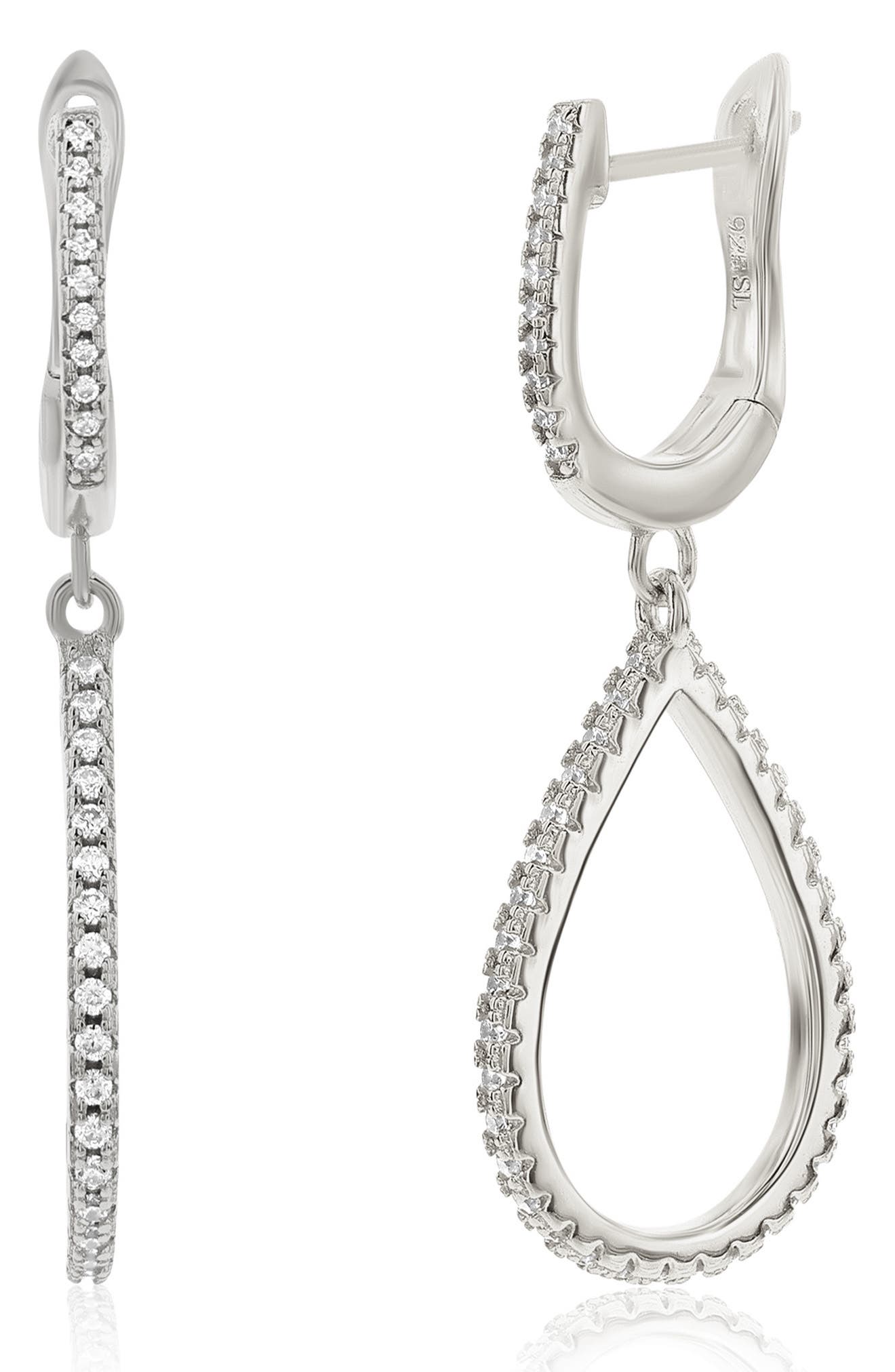 SUZY LEVIAN Cubic Zirconia Drop Huggie Hoop Earrings