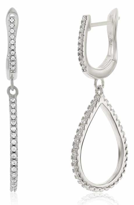 SUZY LEVIAN Cubic Zirconia Drop Huggie Hoop Earrings