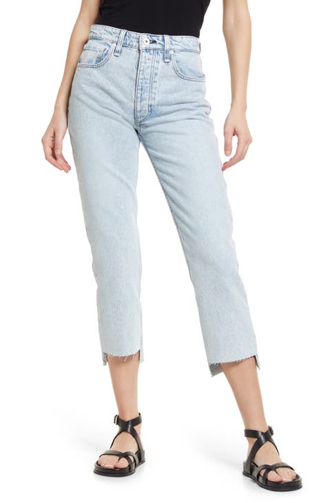 Nina High Waist Crop Cigarette Jeans (Mica)