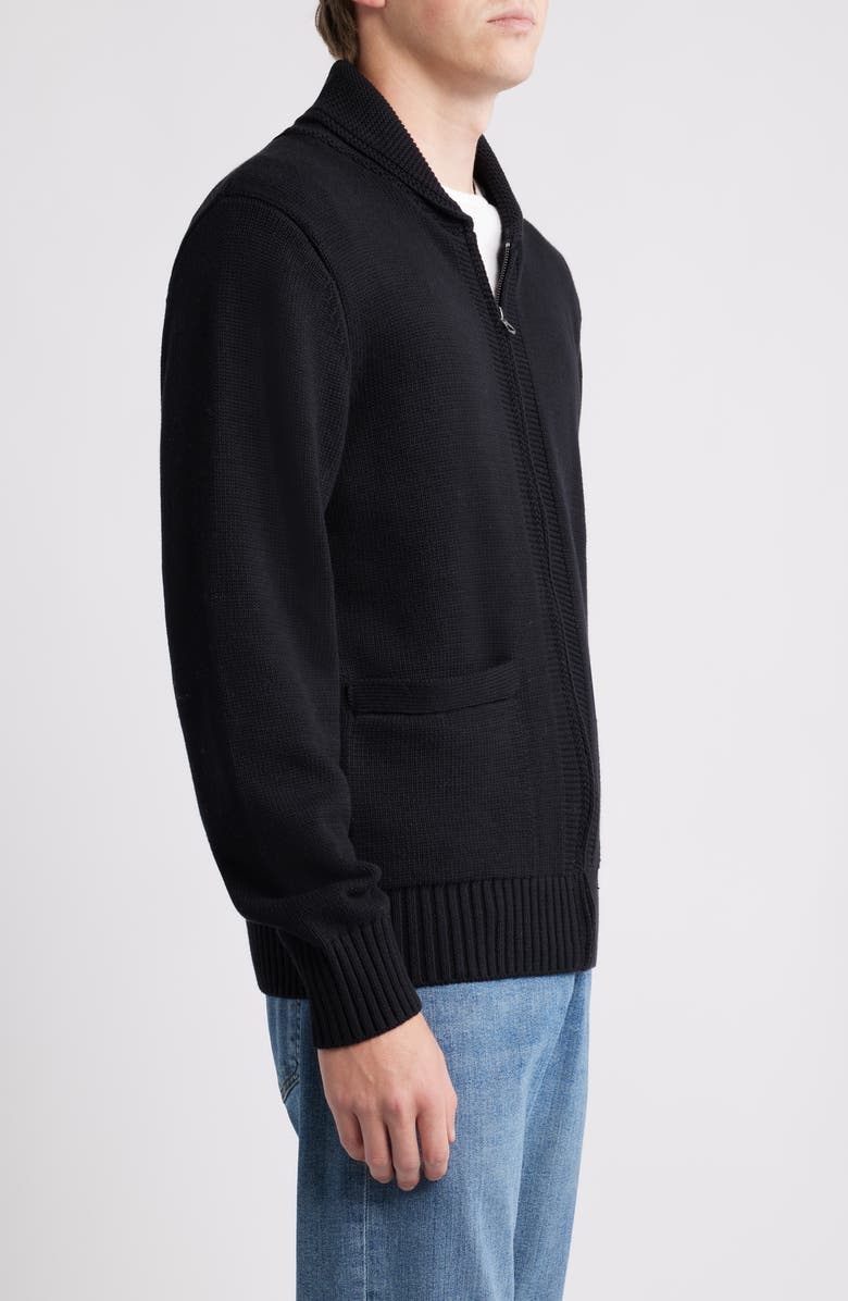 Schott NYC Cotton Zip Cardigan, Alternate, color, Black