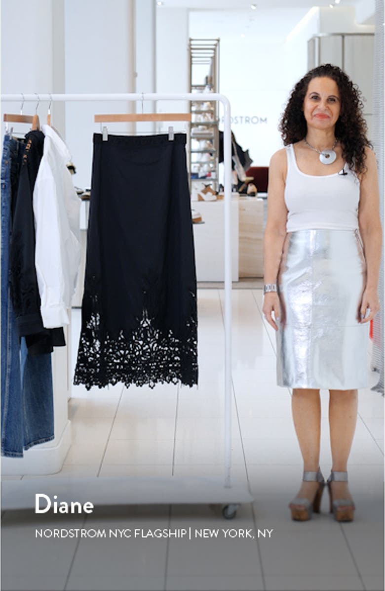 Karlyn Lace Trim Cotton & Silk Midi Skirt, sales video thumbnail