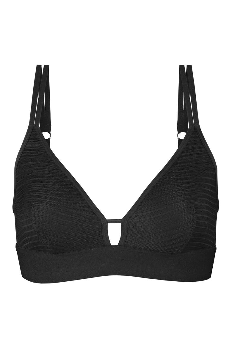 The Stripe Mesh Bralette, Alternate, color, JET BLACK