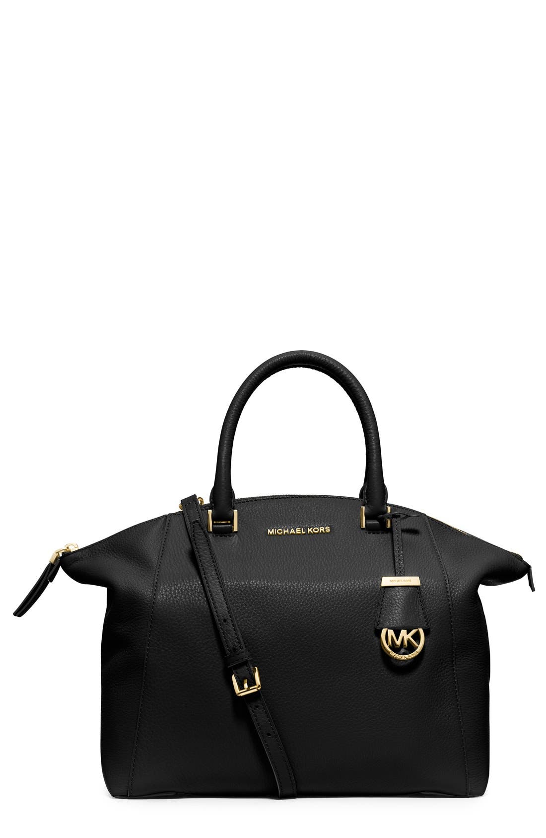 'Large Riley' Satchel, Main, color, BLACK