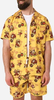 OppoSuits Donkey Kong Graphic Button-Up Shirt & Shorts Set