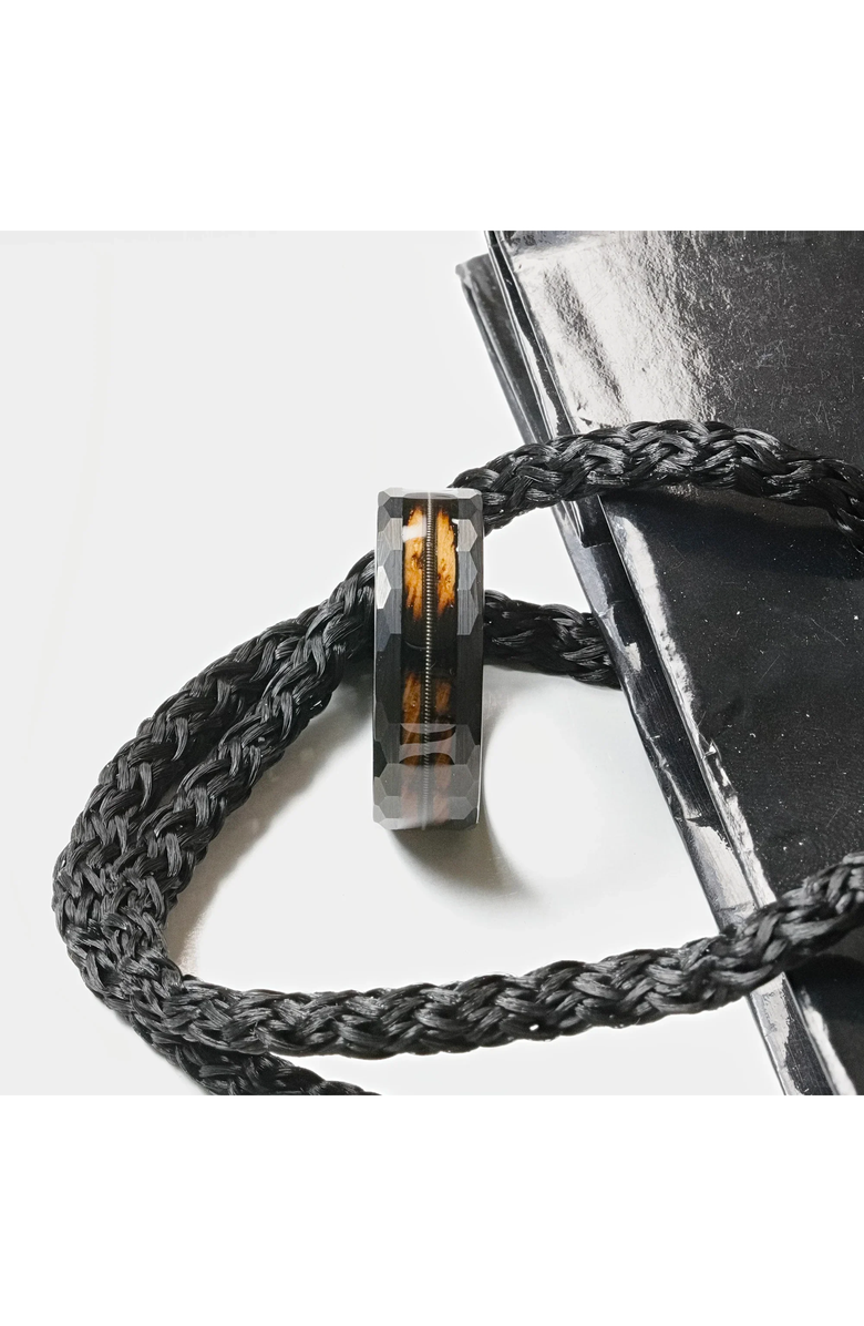 Larson Jewelers Riff Barrel Wood Tungsten Wedding Band, Alternate, color, Black / Brown