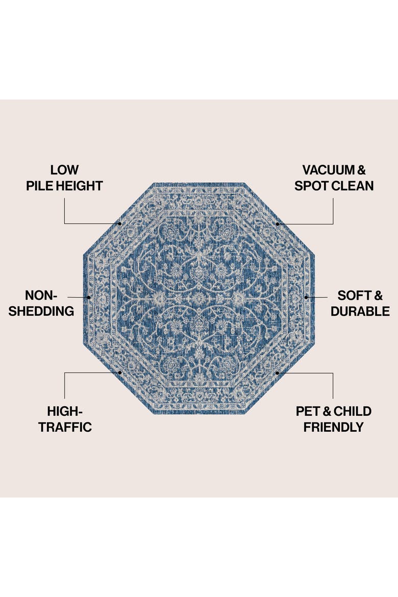 Palazzo Vine and Border Textured Weave Indoor/Outdoor Rug, Alternate, color, Navy/Gray