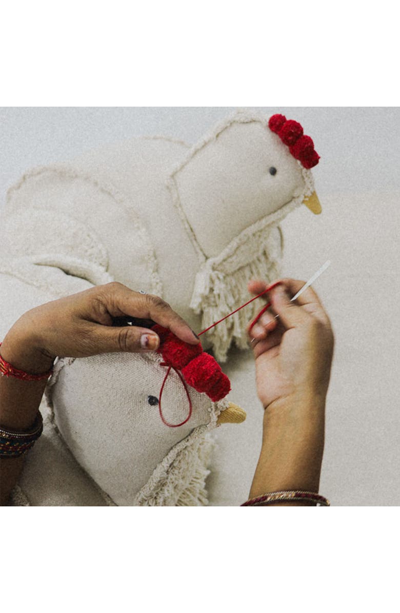 Lorena Canals Pouf Chicken, Alternate, color, Natural, Red, Honey