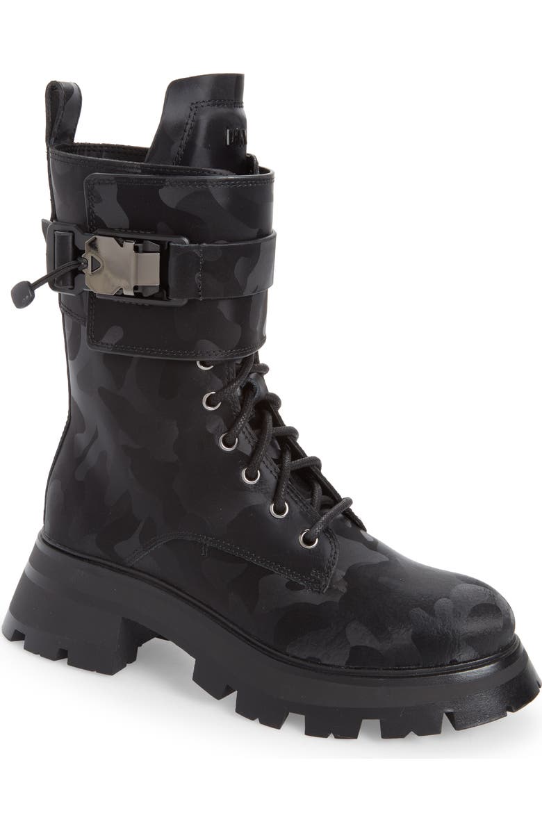 DKNY Sava Combat Boot, Main, color, Black Camo