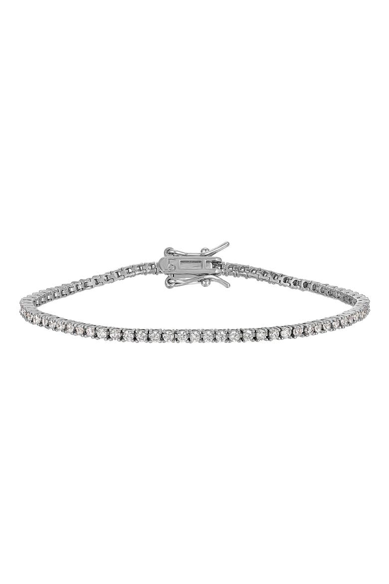 Amina Cubic Zirconia Tennis Anklet, Main, color, SILVER