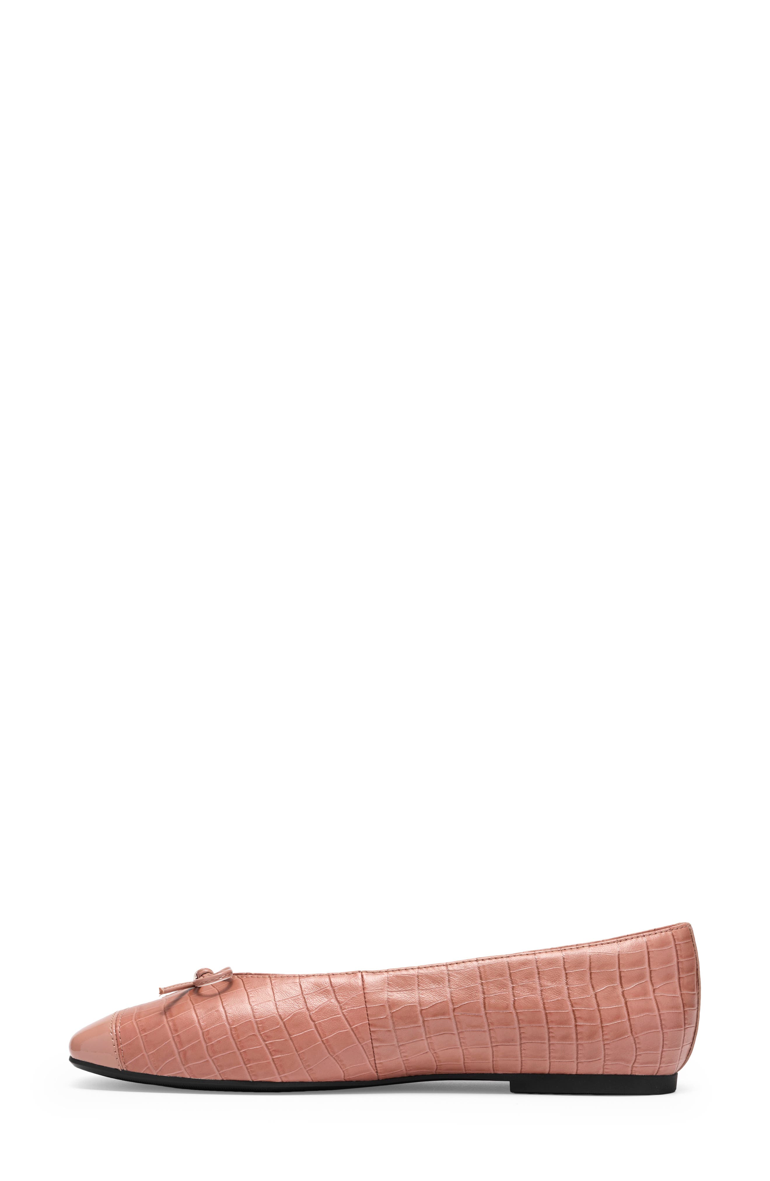 Befana Bow Leather Flat, Alternate, color, LIGHT PINK CROC