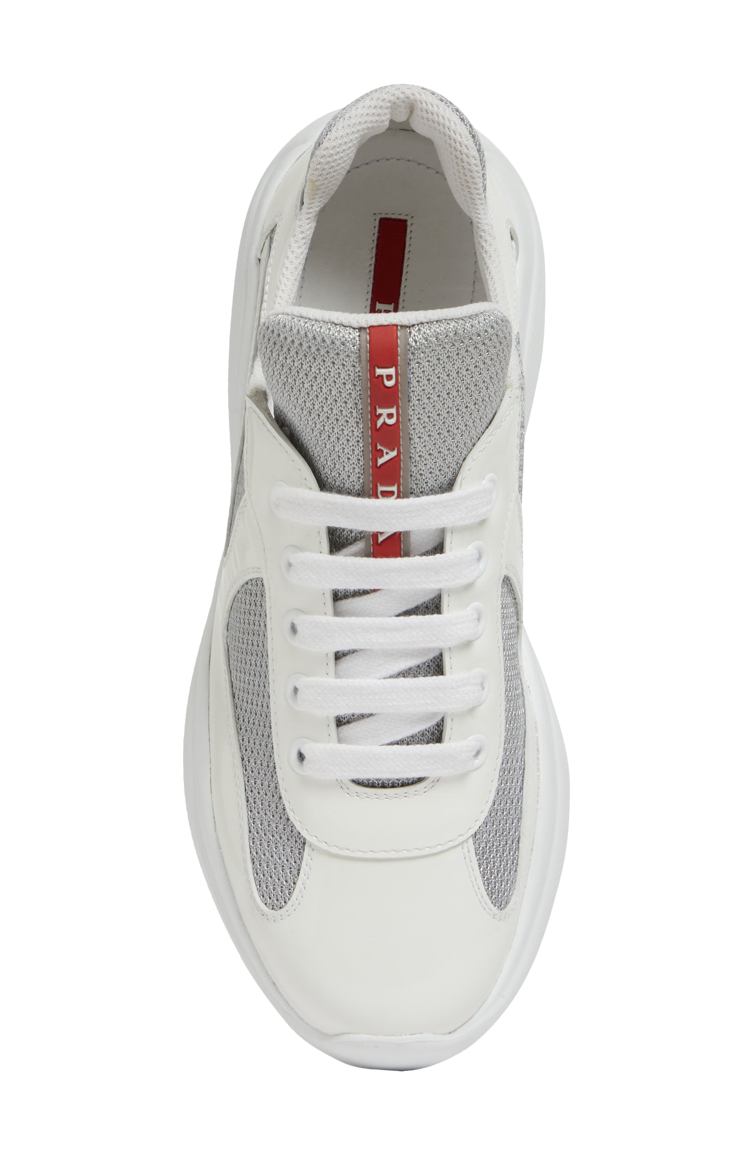 Prada America's Cup Sneaker, Alternate, color, Bianco/ Argento