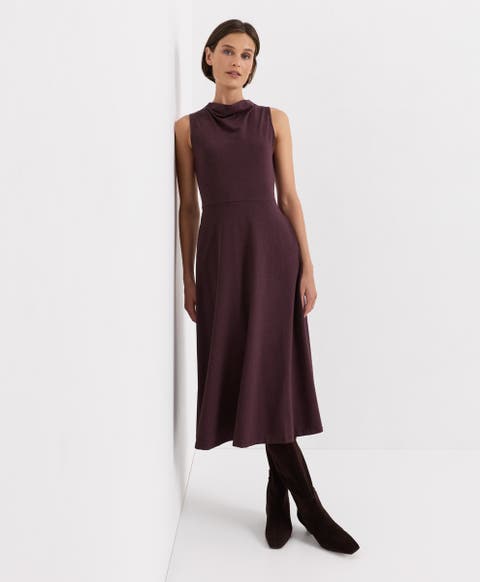 Women's Fit & Flare Cowl Neck Dress Made With Organic Cotton