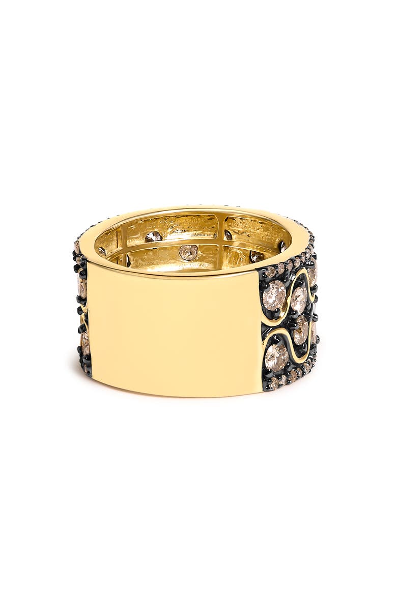 10K Yellow Gold Plated Sterling Silver 2-1/2 ctw Champagne Diamond Wavy Band Ring, Alternate, color, Yellow Gold over Silver