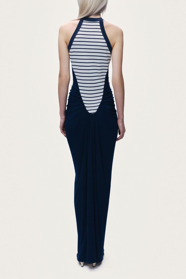 Stripe Draped Halter Neck Maxi Dress, Alternate, color, Multi-Colored