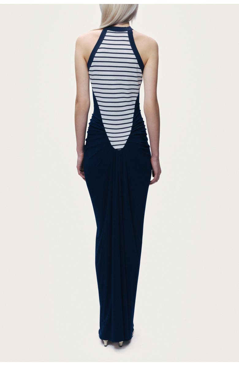 Nocturne Stripe Draped Halter Neck Maxi Dress, Alternate, color, Multi-Colored