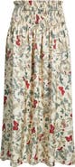 THE GREAT. The Canary Floral A-Line Silk Midi Skirt