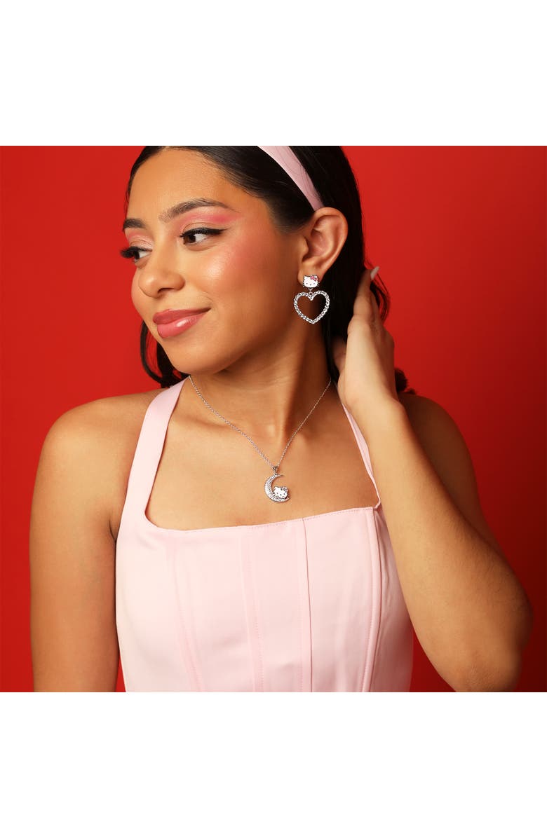 Hello Kitty Heart Dangle Drop Earrings, Alternate, color, Silver