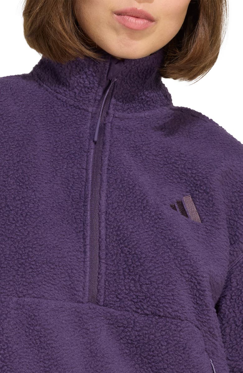 adidas Climawarm High Pile Fleece Half Zip Pullover, Alternate, color, Aurora Plum